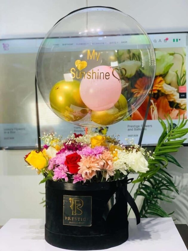 My Sunshine - Mixed Flowers and Balloon Box - Image 5