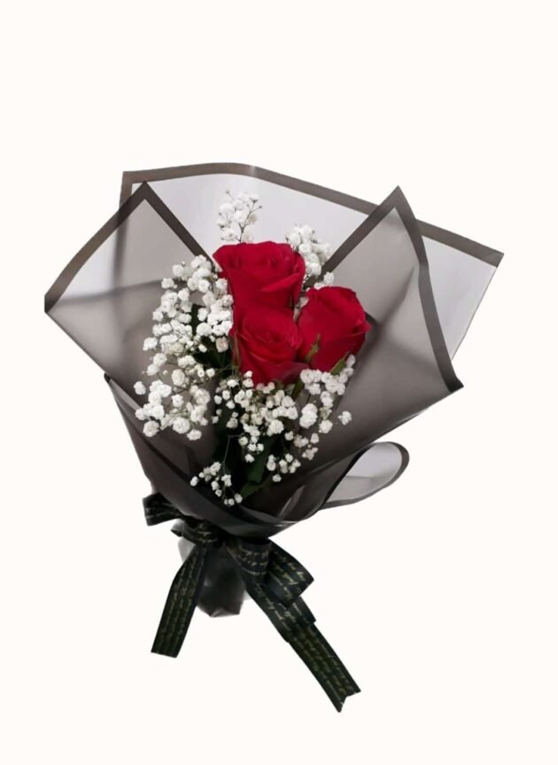 3 Times The Love Bouquet | 3 Red Roses & Gypso - Image 5