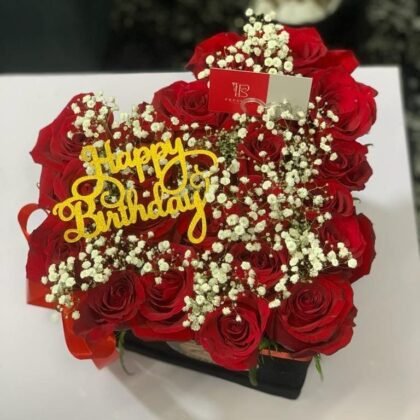 Rose & Fillers in Heart Box | Romantic Gifts in Lagos | Prestige Flower Shop