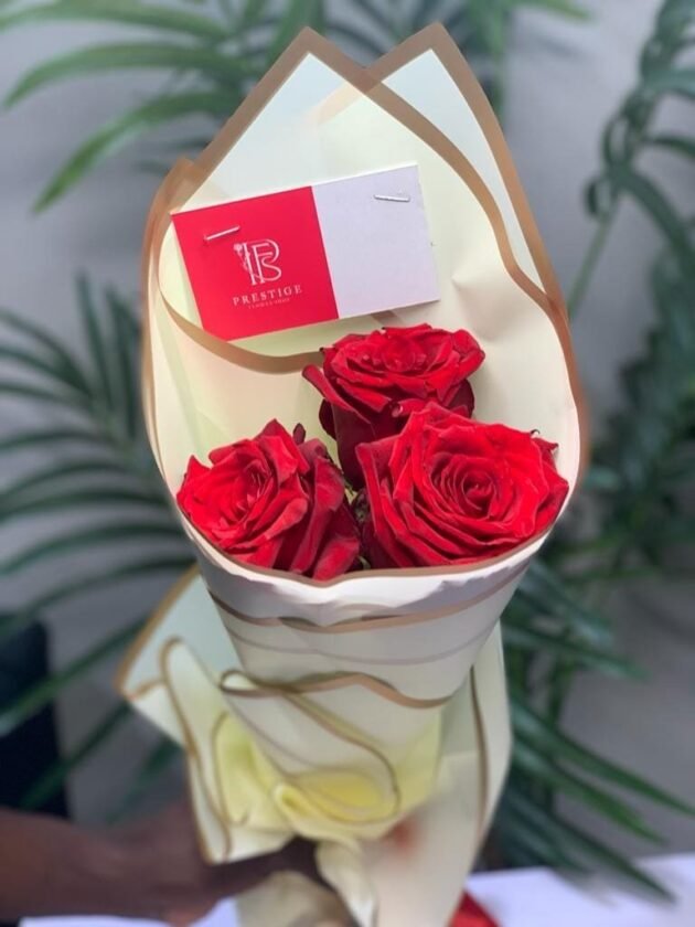Rose Trio: Send Simple Elegance | Prestige Flower Shop Lagos