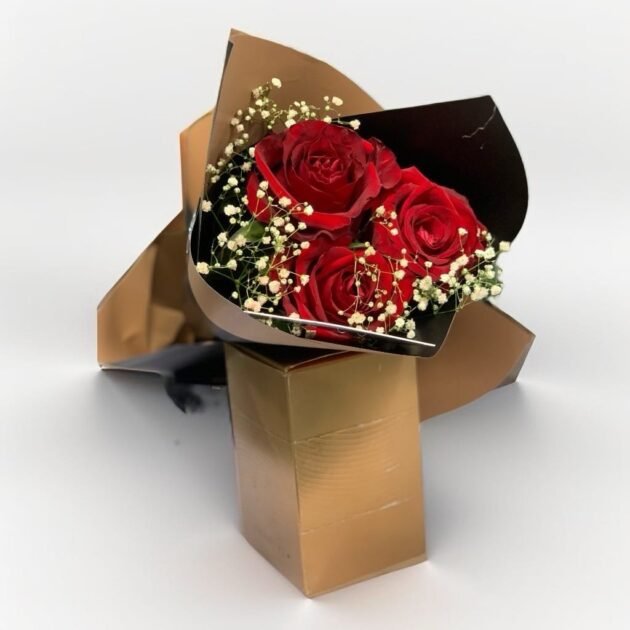 3 Times The Love Bouquet | 3 Red Roses & Gypso - Image 3