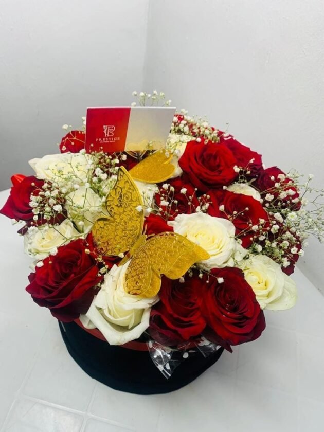 Melody - Mixed Roses Box with Gypsophila